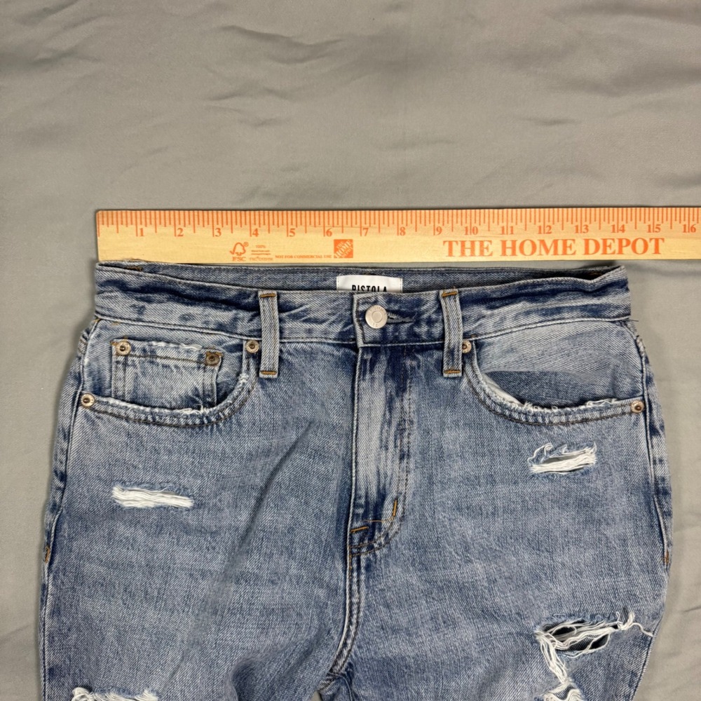 Pistola Womens High Rise Straight Leg Distressed Jeans Light Wash Blue Sz 26 - Picture 7 of 10